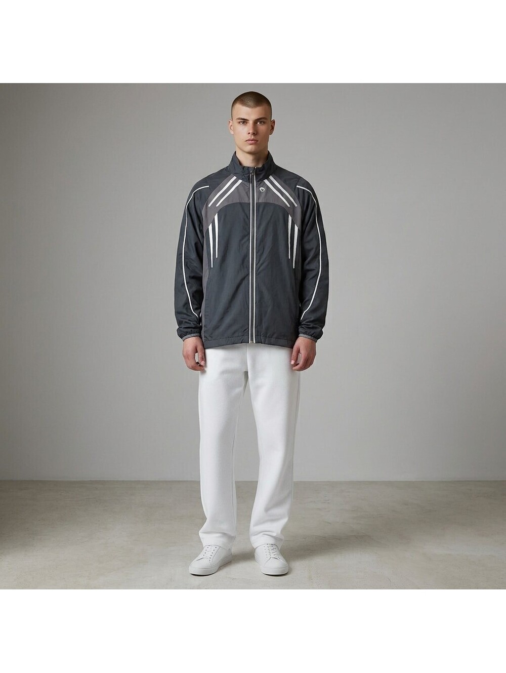 Sugoi Activewear Track Jacket Men M Medium Black Striped Full Zip Long Sleeve